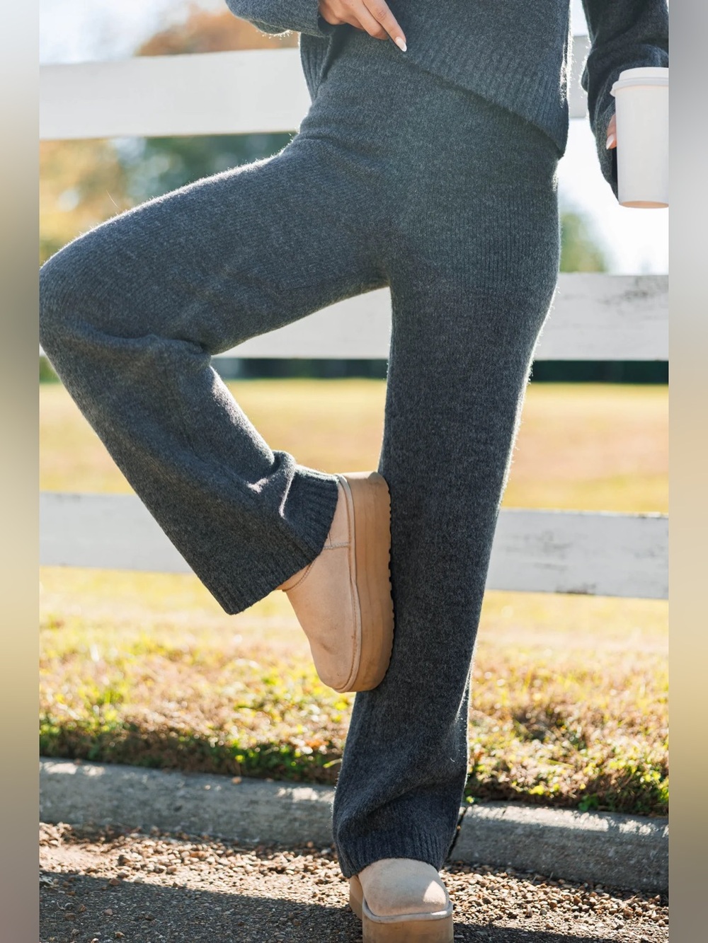 NWT Gray Knit Wide-Leg Bottoms